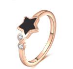 Black Shell Finger Ring Star Shape Design Rose Golden Ring for Girs Stainless