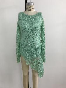 Quality Womens Ballet Leotards Cyan Color Lace 100% Polyester For Stage wholesale