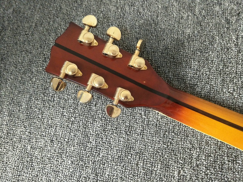 Factory Custom G200 Acoustic Guitar 43 inches Sunburst Sitika Solid Spruce Maple Acoustic Guitar Back / Side Tiger Strip