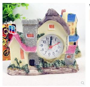 Quality New creative gift product villa resin alarm clock toy wholesale