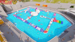 Quality Rainbow Inflatable Water Obstacles Airtight Commercial for Park wholesale