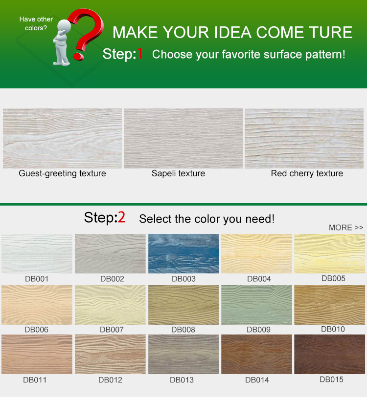 Wooden texture decoratio of Guest-greeting wooden texture faux wood wall fiber cement board for home outside covering