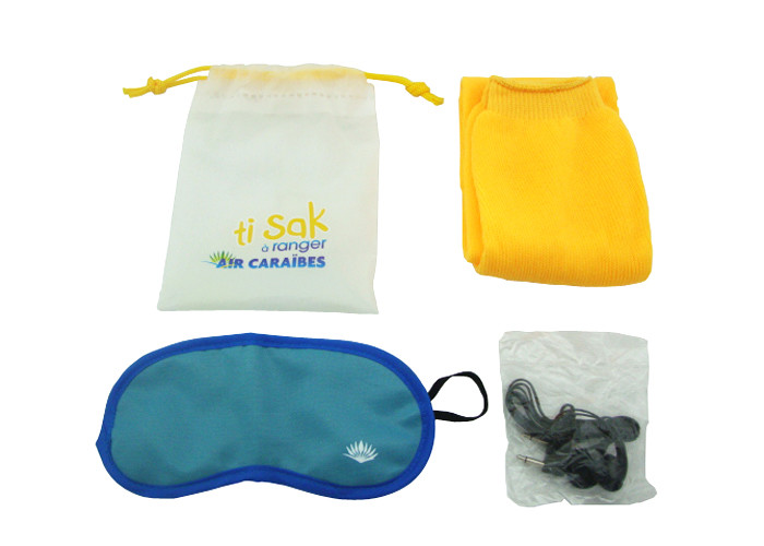 Disposable Lightweight Airline Amenity Kits With PVC Drawstring Bag