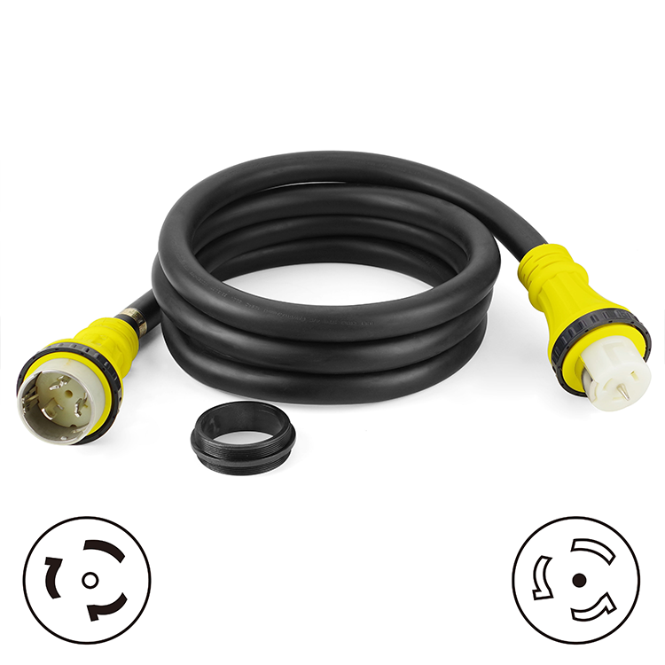 Marine Shore Power Cord SS2-50 Male to Female 50A 125V/250V 100FT 6FT/8FT/10FT/12FT/25FT Length Copper Conductor Material