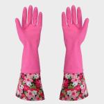 Lady Extra Long Sleeve Rubber Gloves Water Resistant For Daily Life