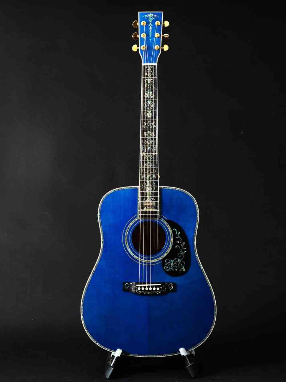 OEM custom guitar 41 inch solid spruce quilted maple blue color D style handmade Acoustic Guitar
