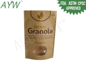 Quality Classic Coffee Beans Kraft Paper Food Packaging Pouches With Zipper Tear Notch wholesale