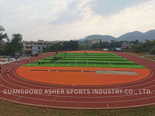 Red PU Material Tartan Track Material , Outdoor Sports Flooring 13mm Thickness