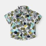 2023 fashion kids floral print top trend summer lapel boy short sleeve shirt