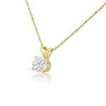 1/2 Carat CZ Solitaire Necklace In 14 Karat Yellow Gold (J-K Color, I1-I2