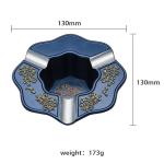 130*130MM Polished Nickel Plated And Die Casting Blue Color Portable Ashtray