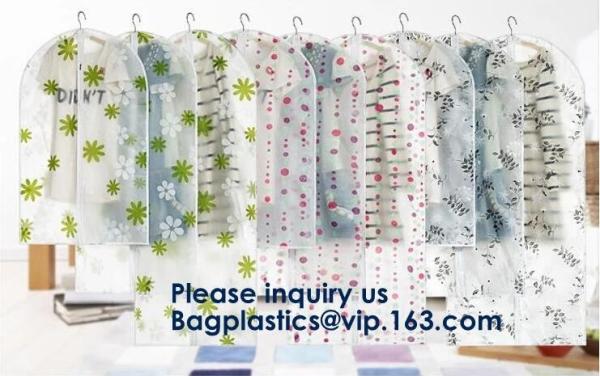Vinyl Garment Suit Bag With Pocket,Printed Zipper Garment Clothing Fodable Bag