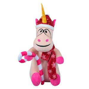 Quality Pink Animated Plush Christmas Toys 100% Polyester Material Weaving Label wholesale