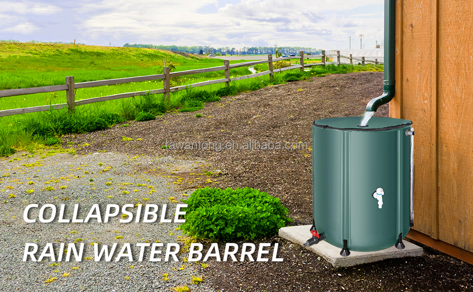Extra Stable 250L Portable Water Collector Rain Barrel for Waterproof Rain Collection