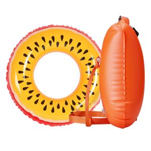 Quality Ultralight Triathlon Swimming Buoy 37*72cm Inflatable Fruit Tube Ring wholesale