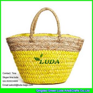 Quality LUDA fashion straw handbag colored handmade wholesale cornhusk straw bag wholesale