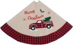 Christmas Tree Skirt Burlap 32 Inches Tree Skirt with Red and Black Plaid Border