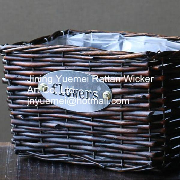 China manufacturer wicker garden baskets willow plant baskets square shape white