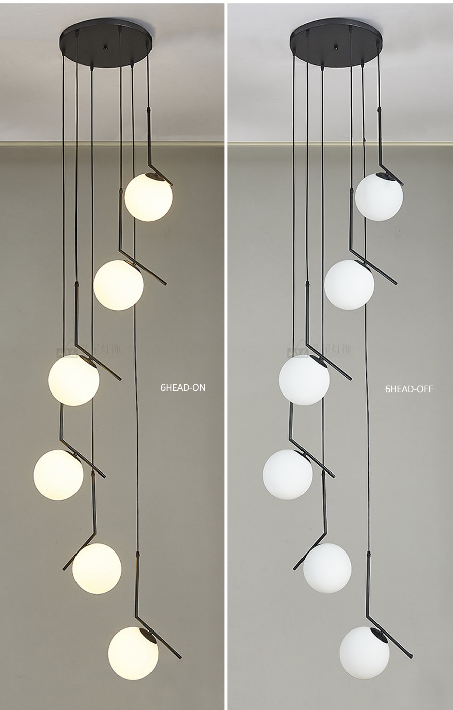 Long Pendant Lamp Modern Nordic Spiral Stair Hanging Light Dining Living Room Hotel Chandelier（WH-NC-69)
