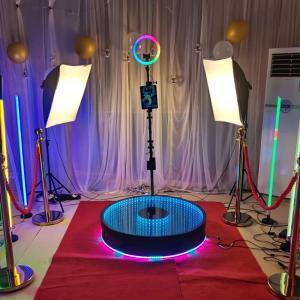 Quality Adjustable LED 360 Photo Booth Glass Platform Selfie Rotating Photo Booth wholesale