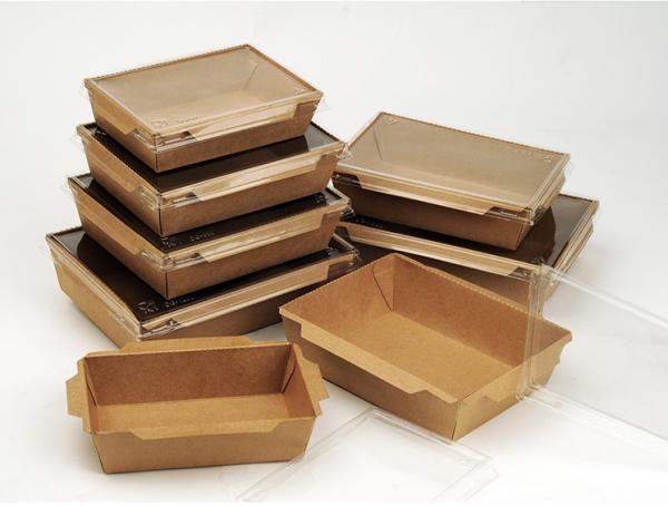 Cheap Disposable Brown Kraft Takeaway Lunch Box With PET Lid for sale