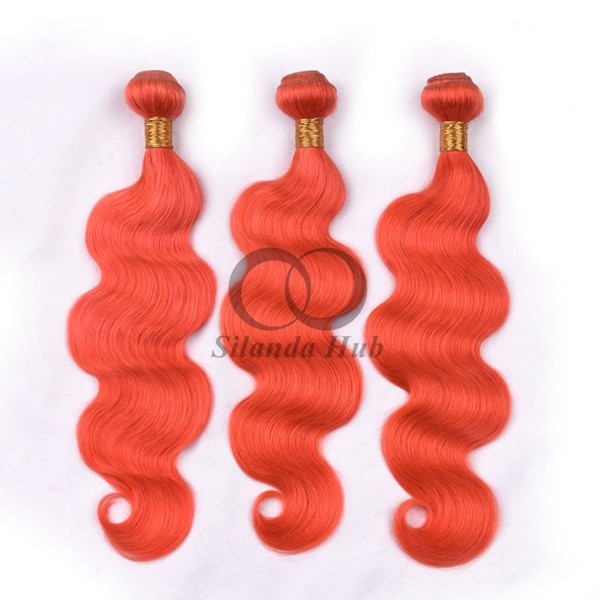 Orange Red Body Wave Remy Human Hair Bundles Sew In Weave Bundles Brazilian Bundle Deals