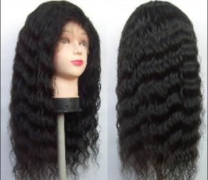 Quality Front Lace human hair curly wigs With Baby Hair Around , deep loose wave human hair wholesale