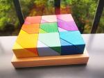 2300g 4cm Rainbow Wooden Flower Puzzle Wooden Stone Stacking Game