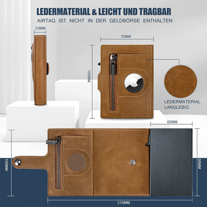 GENUINE LEATHER Light Thin RFID Aluminium Slim Card Holder Wallet Low MOQ Mix Models