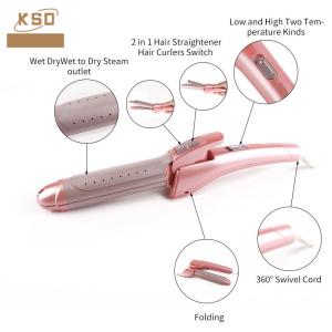 Quality Wet To Dry Hair Styling Folding 2 In 1 Hair Curler Straightener With Ceramic Plate wholesale