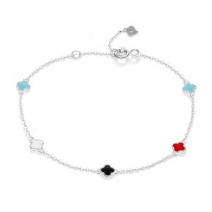 Quality 18cm 1.1g Four Leaf Bracelet Mermaid Tail Cubic Zirconia Bracelet SGS wholesale