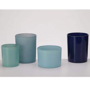 Quality Short Cylinder Votive Candle Holders Frosted Soda Lime Glass wholesale