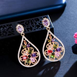 Quality Luxury Female Crystal Zircon Stone Earrings Fashion silver color Earrings Vintage Double Stud Earrings For Women wholesale