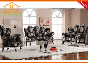 Quality New latest 2016 antique luxury classic royal retro Villa wooden leather golden sofa sets designs wholesale