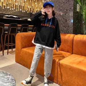Quality Long Sleeves Embroidered Hoodie Children Clothing Set Velvet Thickening wholesale