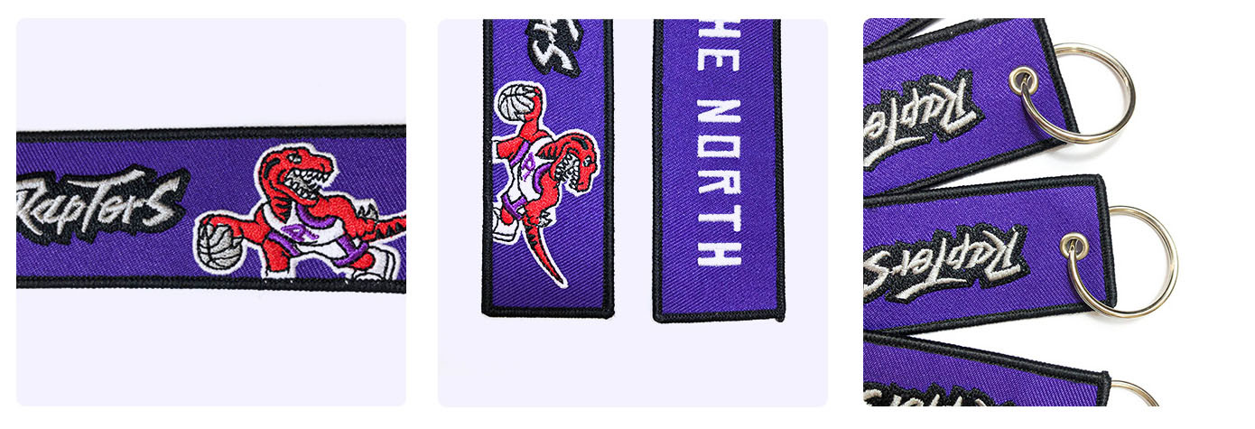 Logo Custom Embroidered Keychain Twill Merrowed Border 12 Colors OEM