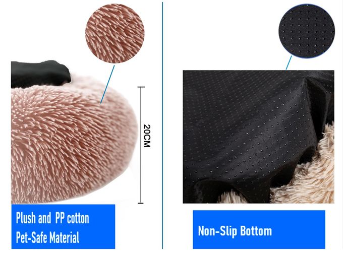 Calming Fluffy Round Pet Bed Waterproof 50cm Custom Winter Warm Cat Bed ODM