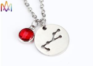 Quality 2.2mm Thickness Birthstone Crystal Womens Engraved Necklace wholesale