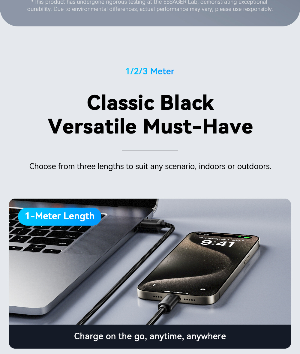 Braid Shielding USB A To C Cable USB C Charging Cord 60W 1m 2m 3m