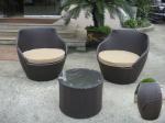 Dark Brown Resin Wicker Obelisk Chair , Rattan Bullet Sofa Set