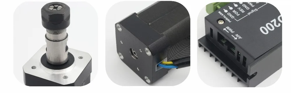 Square DC Brushless CNC Spindle Motor Kit 104W ER8 & DBD200 24V For Router Milling
