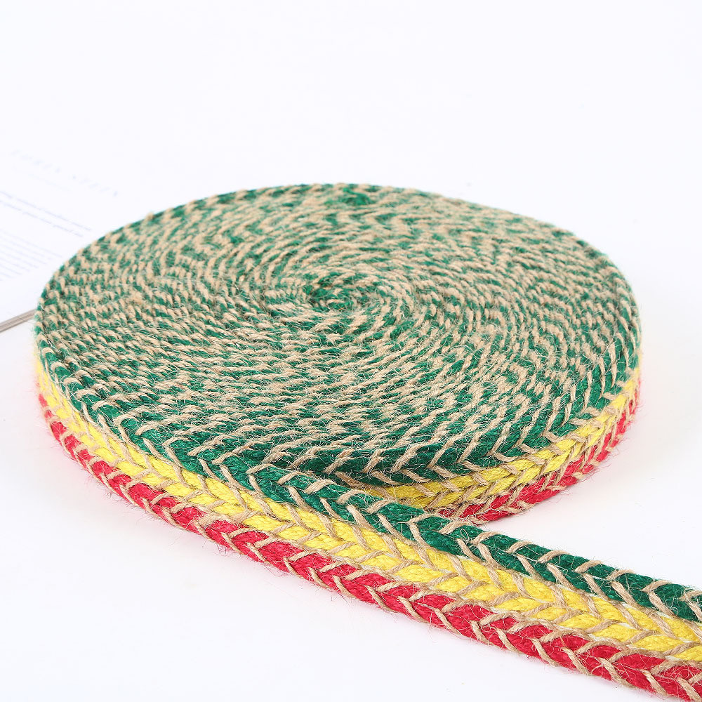 Braided Woven Jute Burlap Ribbon Retro Gold Burlap Ribbon For Garment
