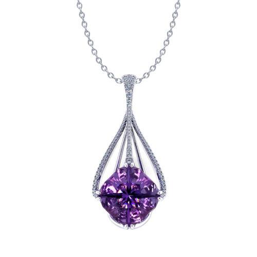Amethyst Slide Necklace，Amethyst Slide Necklace (14k White Gold, 19x19mm