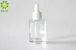 Square 30ml Glass Dropper Bottles , Transparent Glass Lotion Bottles
