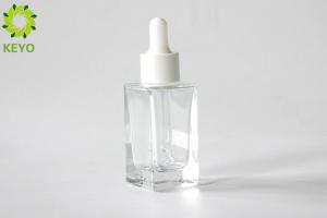 Quality Square 30ml Glass Dropper Bottles , Transparent Glass Lotion Bottles wholesale