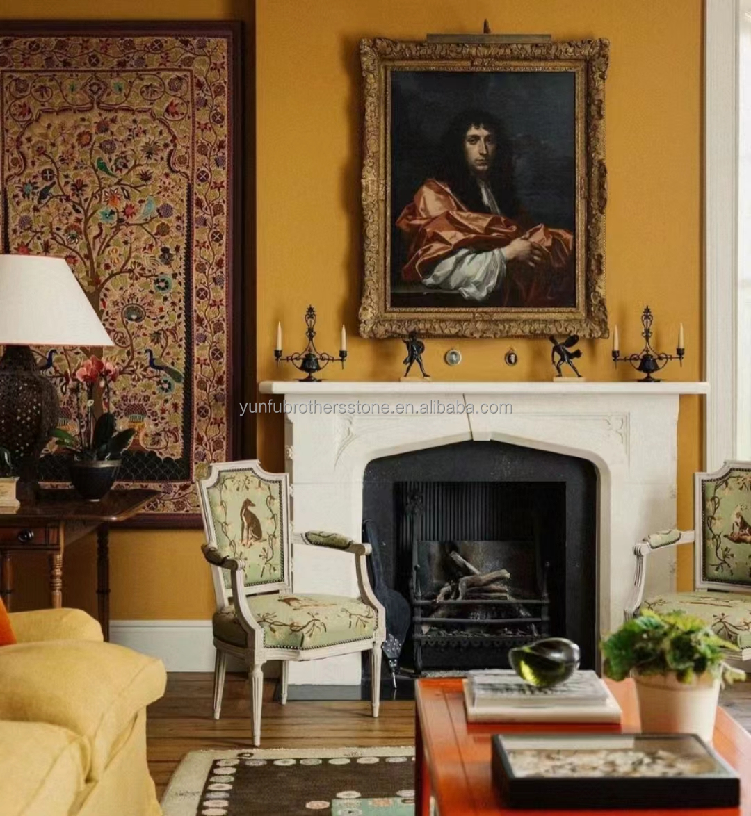 Customized Marble Mantel Fireplace Without Remote Control Perfect for Living Room or Vilar