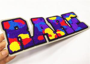 Quality Varsity Jacket Chenille Letterman Patches Camouflage Design Die Cut Border wholesale