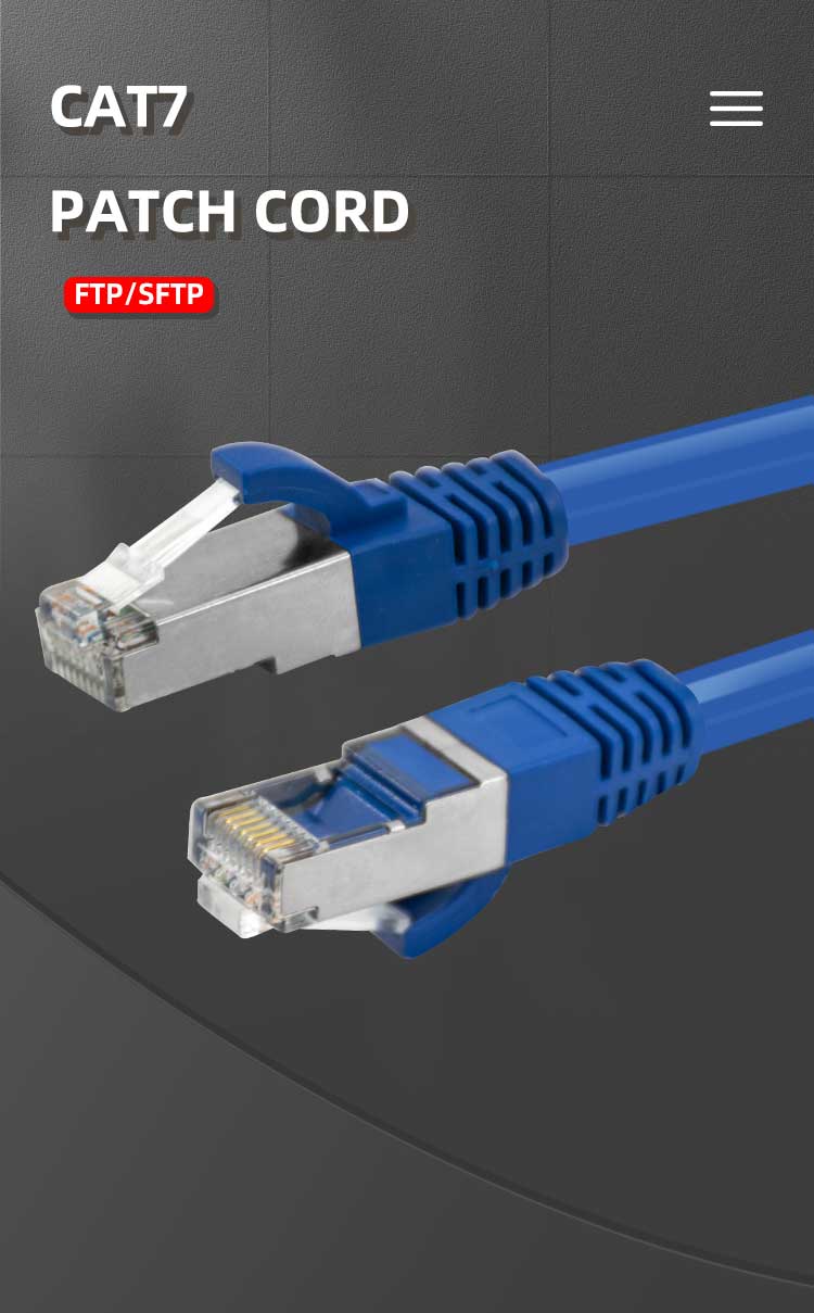 1000mhz CAT7 Patch Cord Ftp Sftp Network Cable Rj45 With 8 Conductors