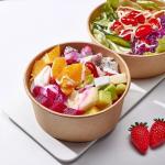Eco Friendly Round Kraft Disposable Paper Packaging Salad Bowl Flexo Printing