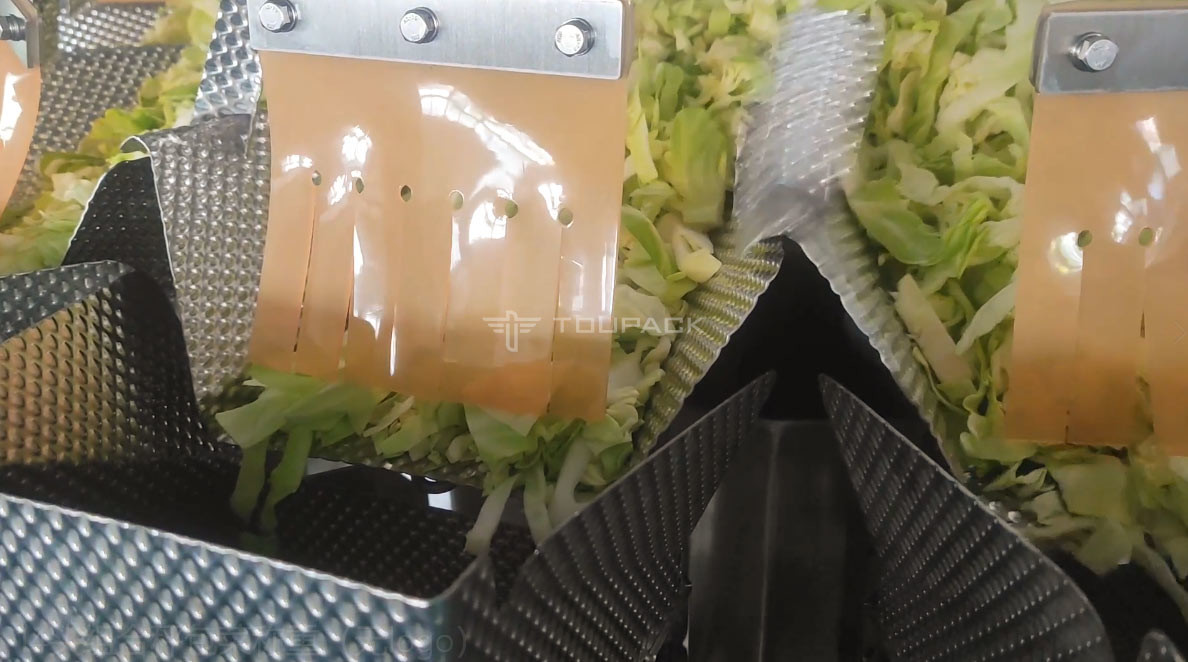 100-3000g Fruit Salad Weighing Packing Machine With 14 Head Weigher 60P/M